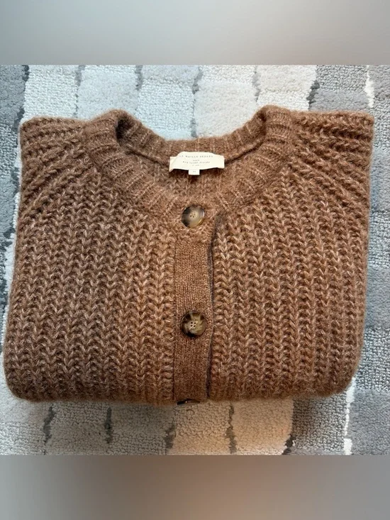 Sezane Emile Cardigan Chunky Knit Button-Front Sweater in Camel Size Medium - Picture 5 of 6